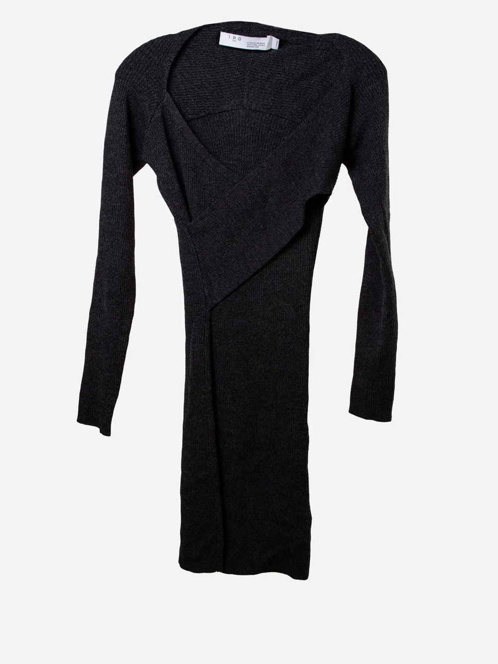 IRO Grey Merino Wool Wrap Knit Dress Size XS